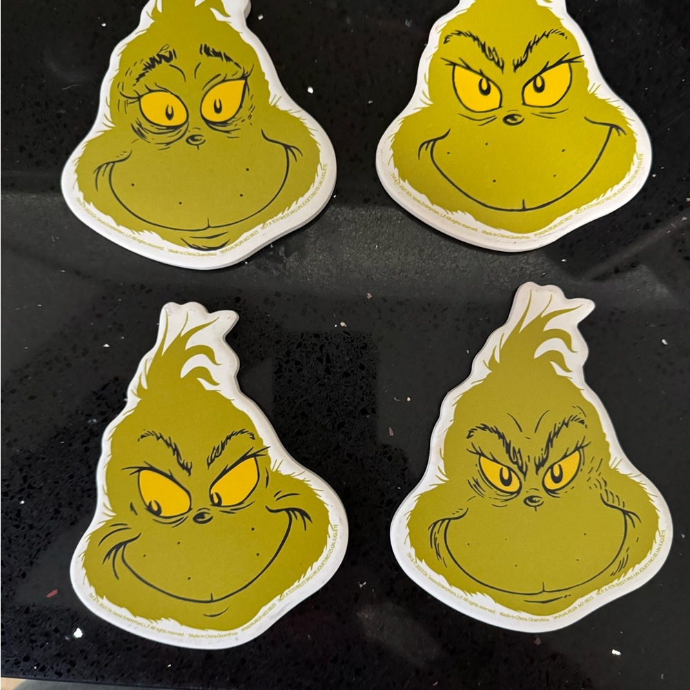 Dr. Seuss Grinch Coasters - Green and Yellow